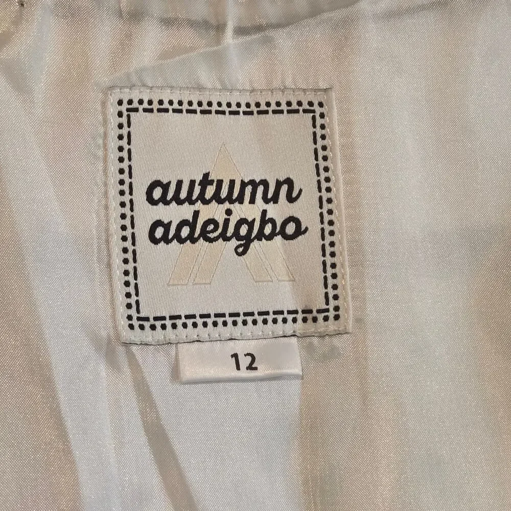 Autumn Adeigbo Butterfly Fit & Flare Dress Size 12 Long Sleeve Zip Front Mini - Picture 9 of 11